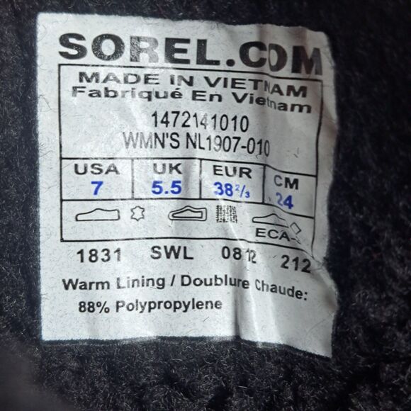 Sorel Trivoli High Mid Calf WP Boots Women's Sz 7 Black NL1907 010 (GUC) - Picture 8 of 8